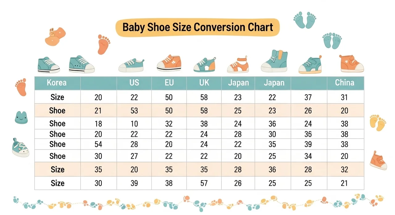 헷갈리는 나라별 아기 신발 사이즈, 이제 한눈에!